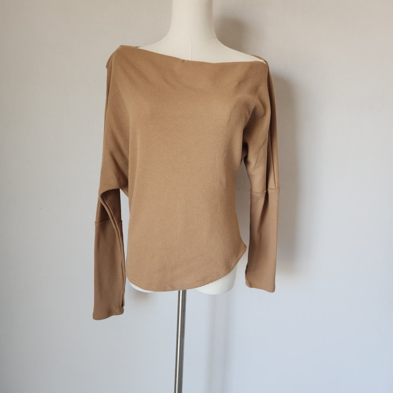 NWT We The Free Fuji Off The Shoulder Thermal Top Long Sleeve Pale Camel Sz.M