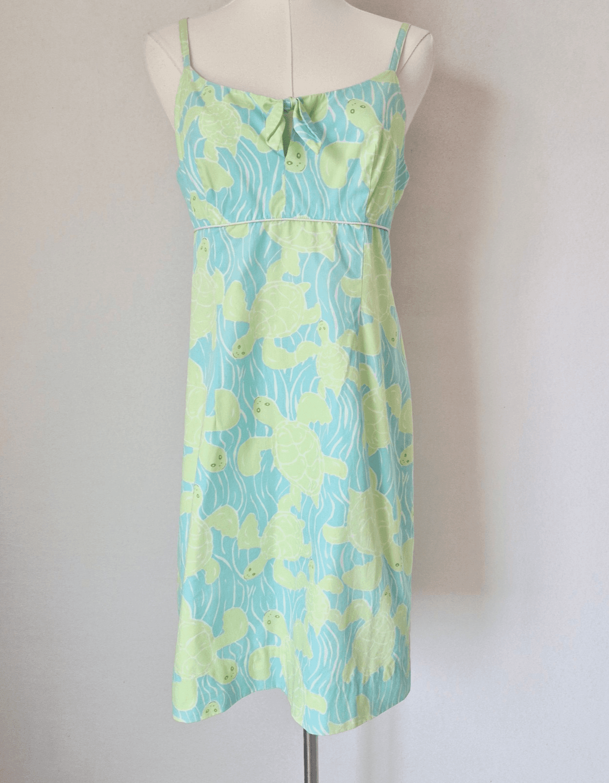 Vintage Lilly Pulitzer Turtle Printed Spaghetti Strap Mini Shift Sundress Sz.8