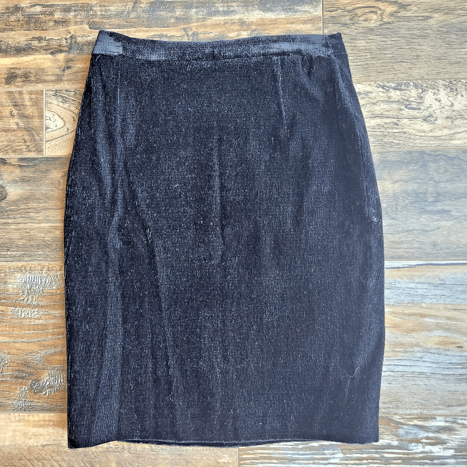 Vintage Escada Margaretha Ley Fleece Mini Pencil Skirt Lined Stretch Black Sz.36