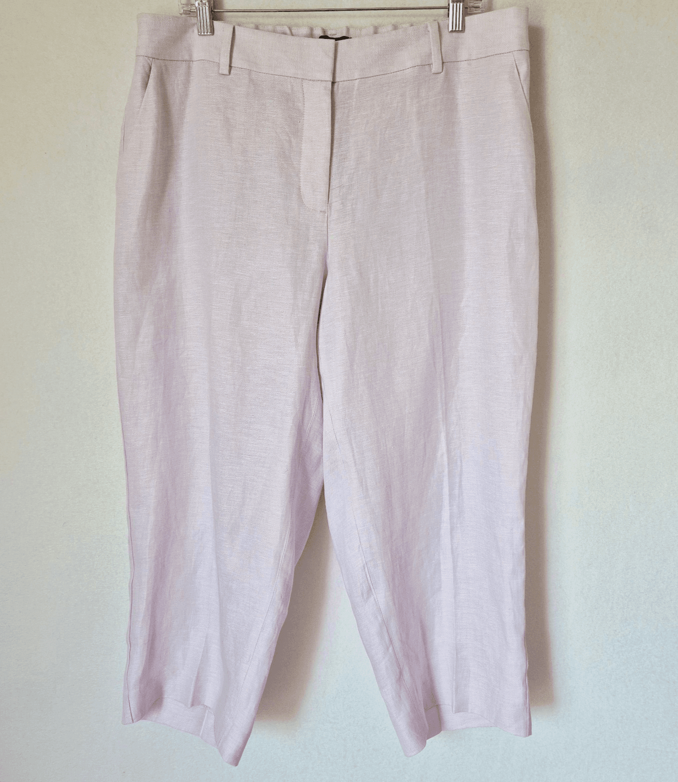 NWT Talbots 100% Linen Curvy Cropped Pant Zip Pocket Light Pink Plus Petite 14WP