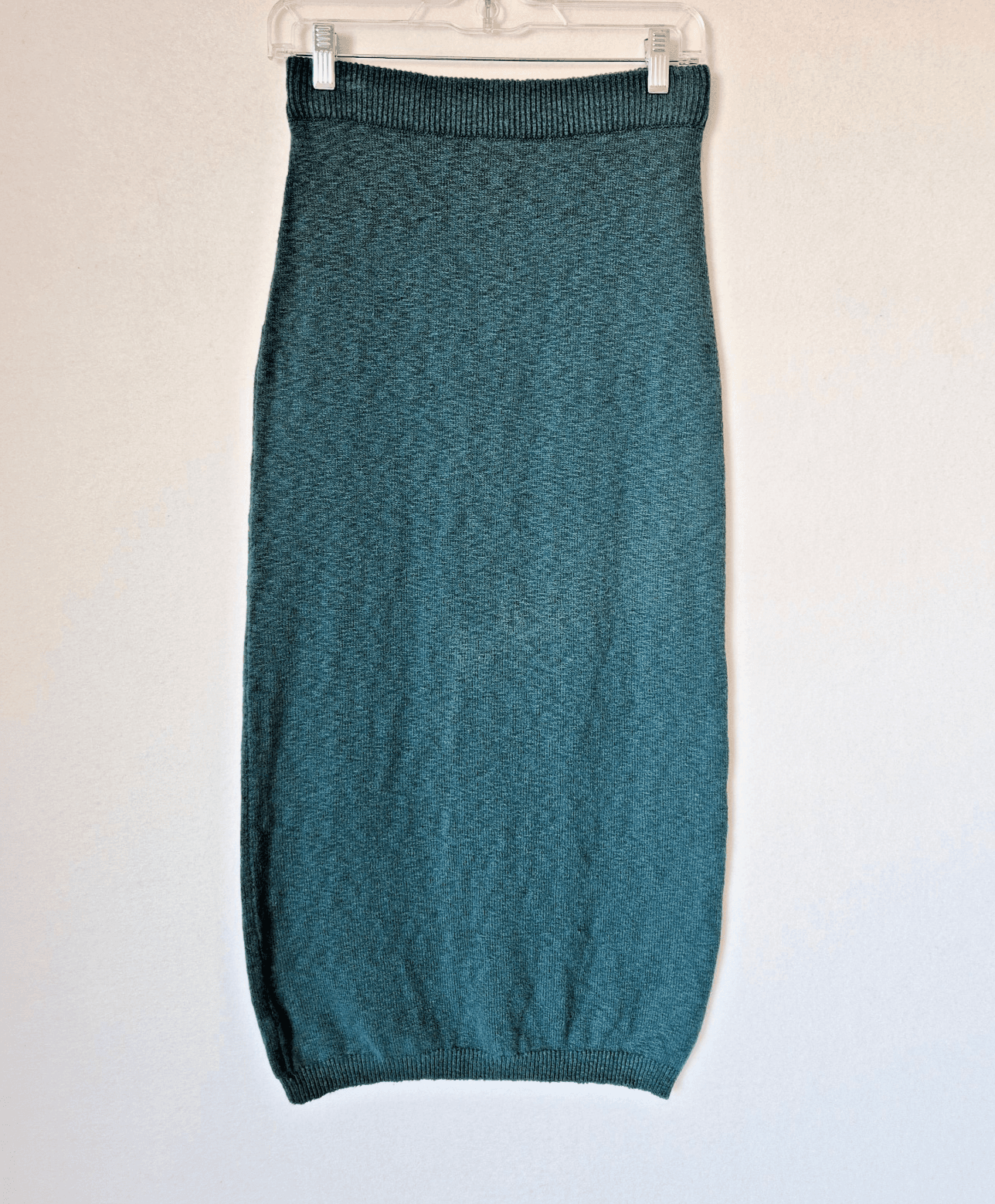 Free People Beach Cotton Blend Knit Midi Pencil Skirt Elastic Waist Green Sz.XS