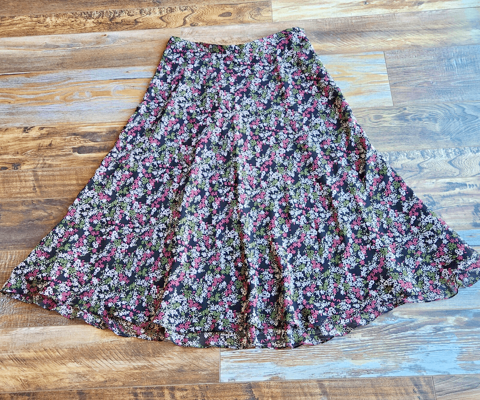 Jones New York Collection 100% Silk Floral Maxi A-Line Skirt Lined Chiffon Sz.12