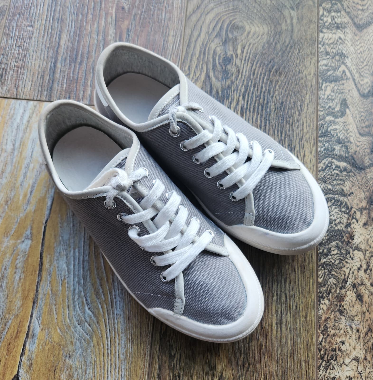 Rag & Bone Standard Issue Canvas Fashion Sneaker Lace-Up Grey White Women's 6.5