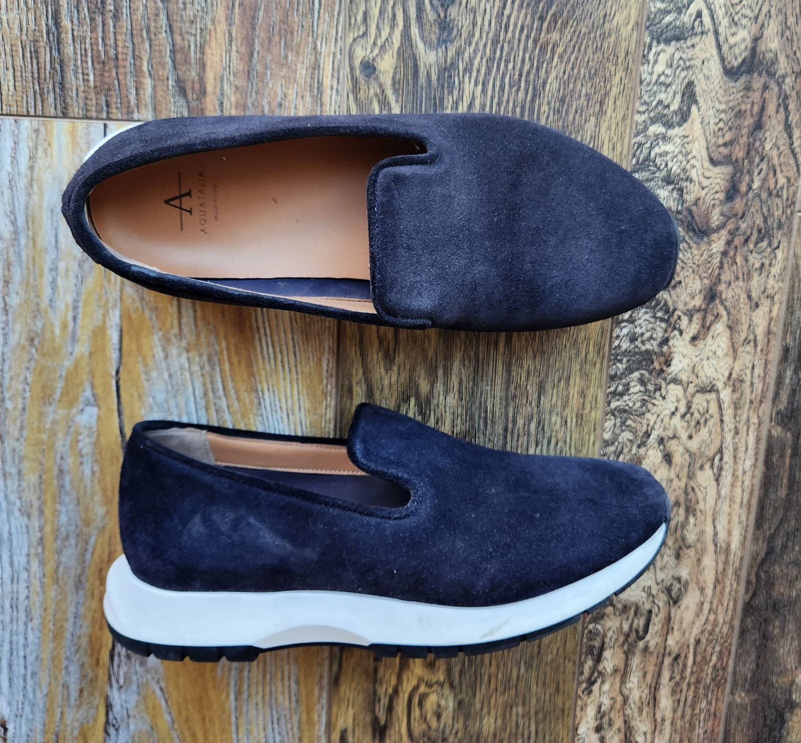 Aquatalia Made in Italy Karsyn Slip-On Comfort Sneakers Black Suede Women US8.5M