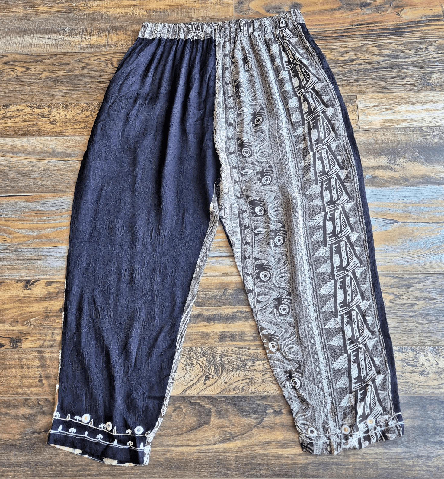 Tienda Ho Tambora Embroidered Hippie Harem Pants Elastic Black Grey Free-Size