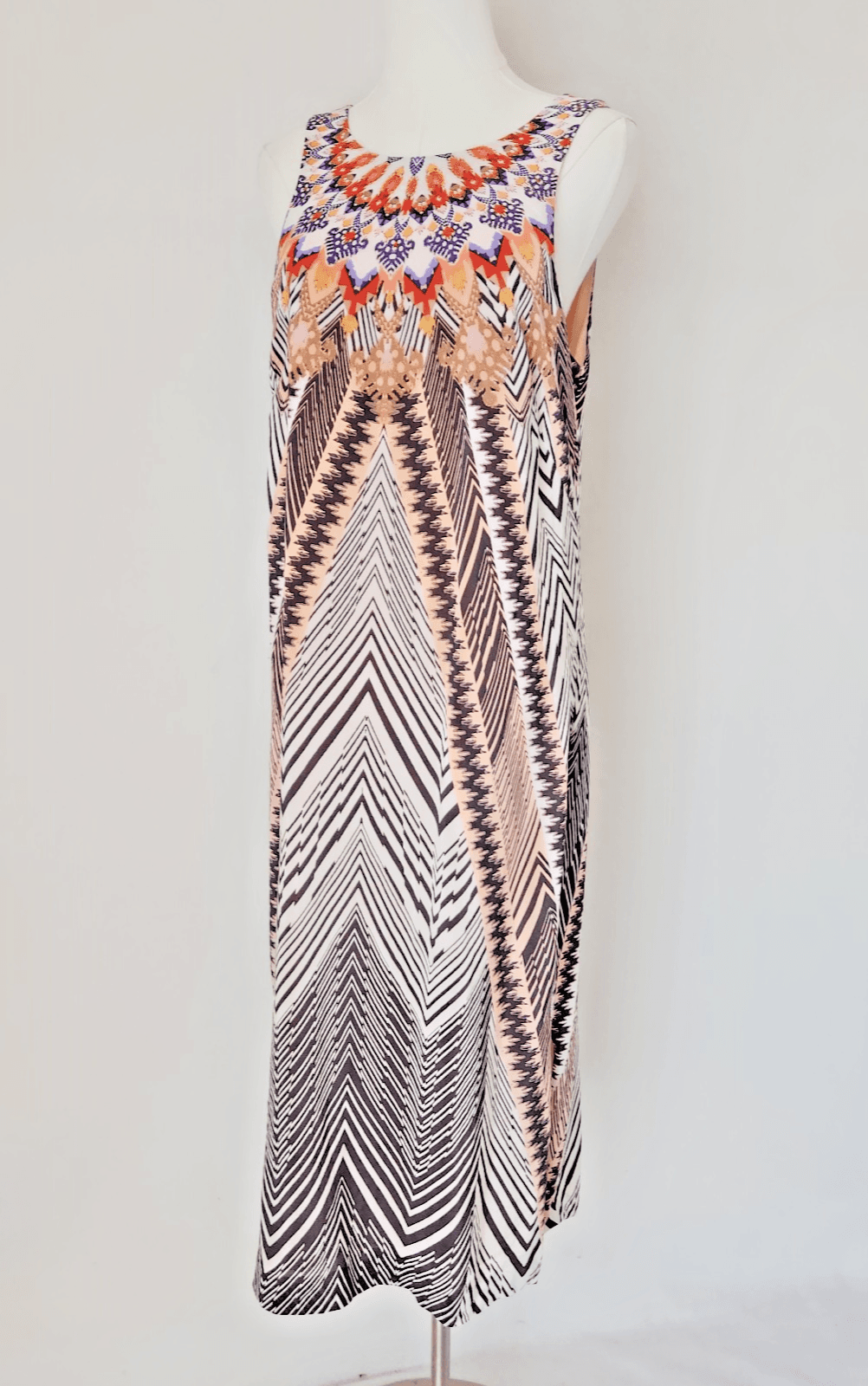 HD in Paris Anthropologie Size 12 Solstice Silk Dress Sleeveless Neutral Motif