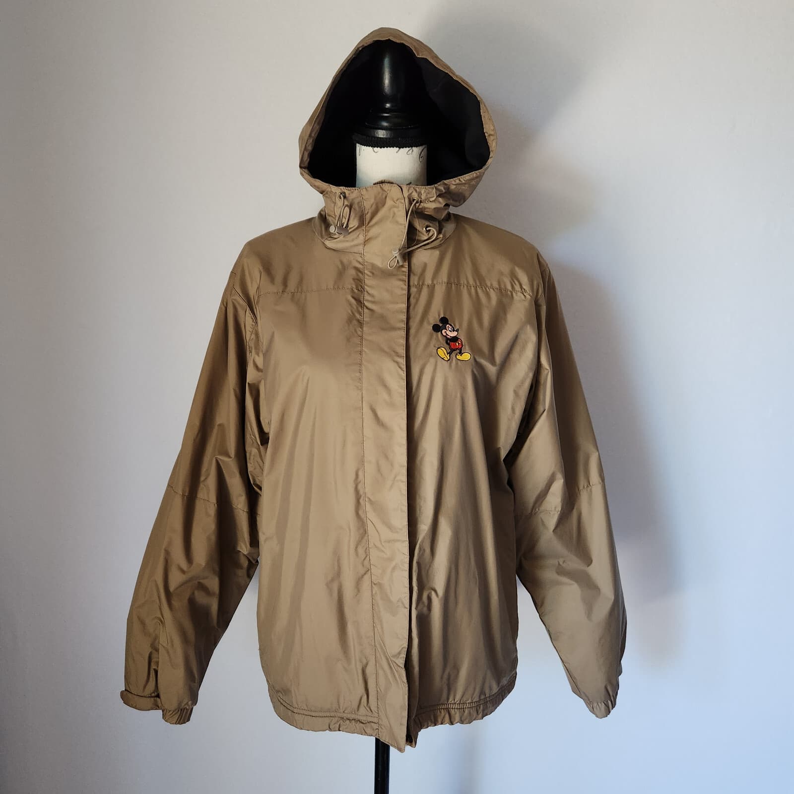 Disneyland Resort Mickey Mouse Lined Hooded Jacket Zip Brown Women Bust 44" (L)