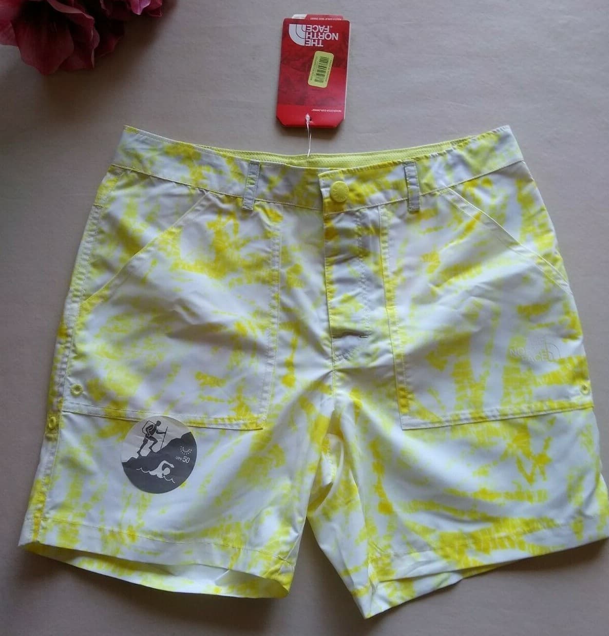 NWT THE NORTH FACE Girl UPF50 Flashdry Hiking/Swimming Shorts Yellow L(14/16)$40
