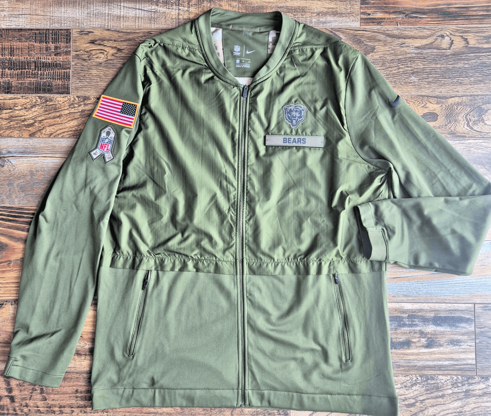 New Nike NFL Chicago Bears Salute To Service Hybrid Jacket Zip-Up Green Men's XL