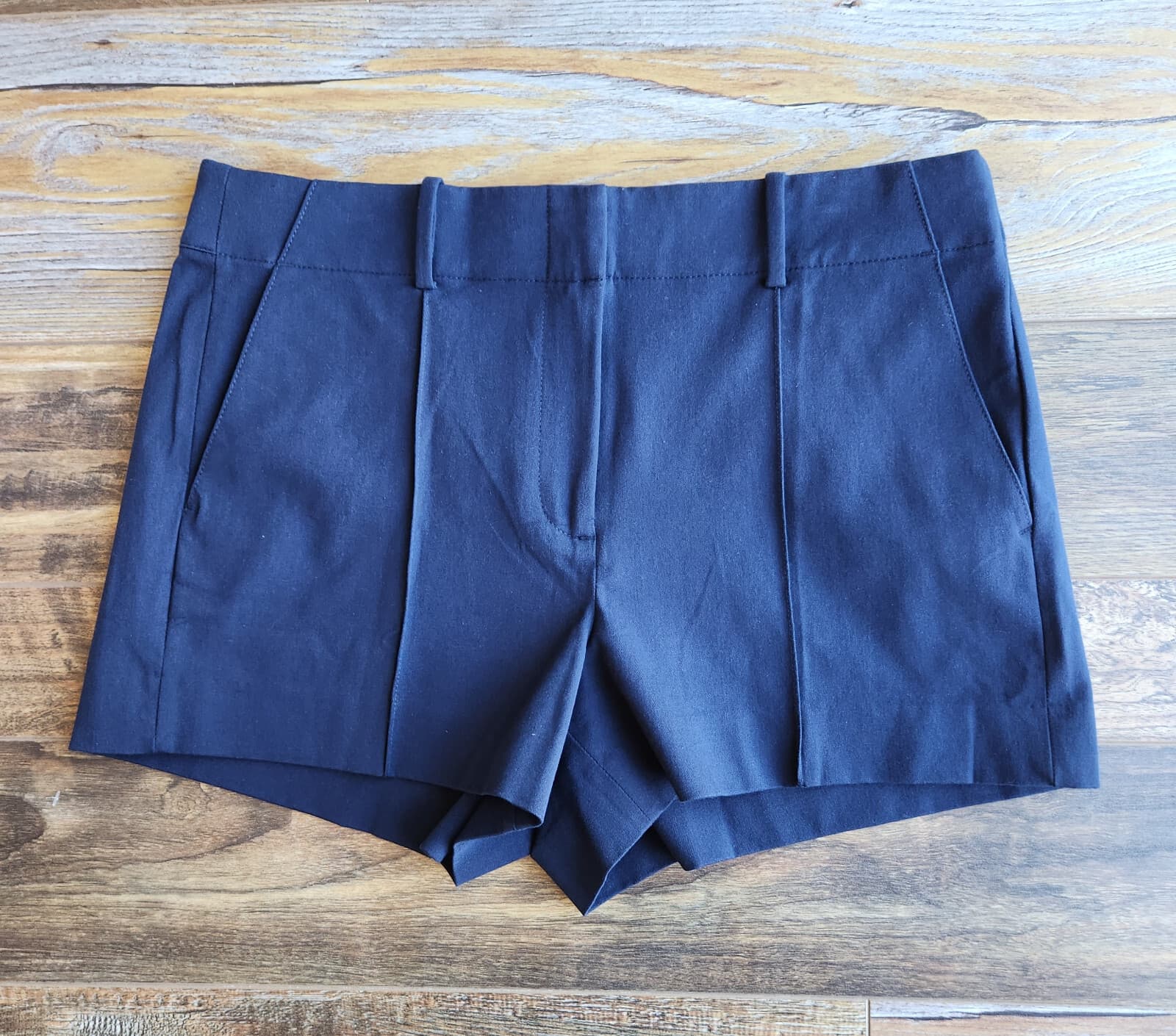 NWT J.Crew Pintuck Suit Short Pocket Bi-Stretch Cotton Blend Navy Blue Womens 12