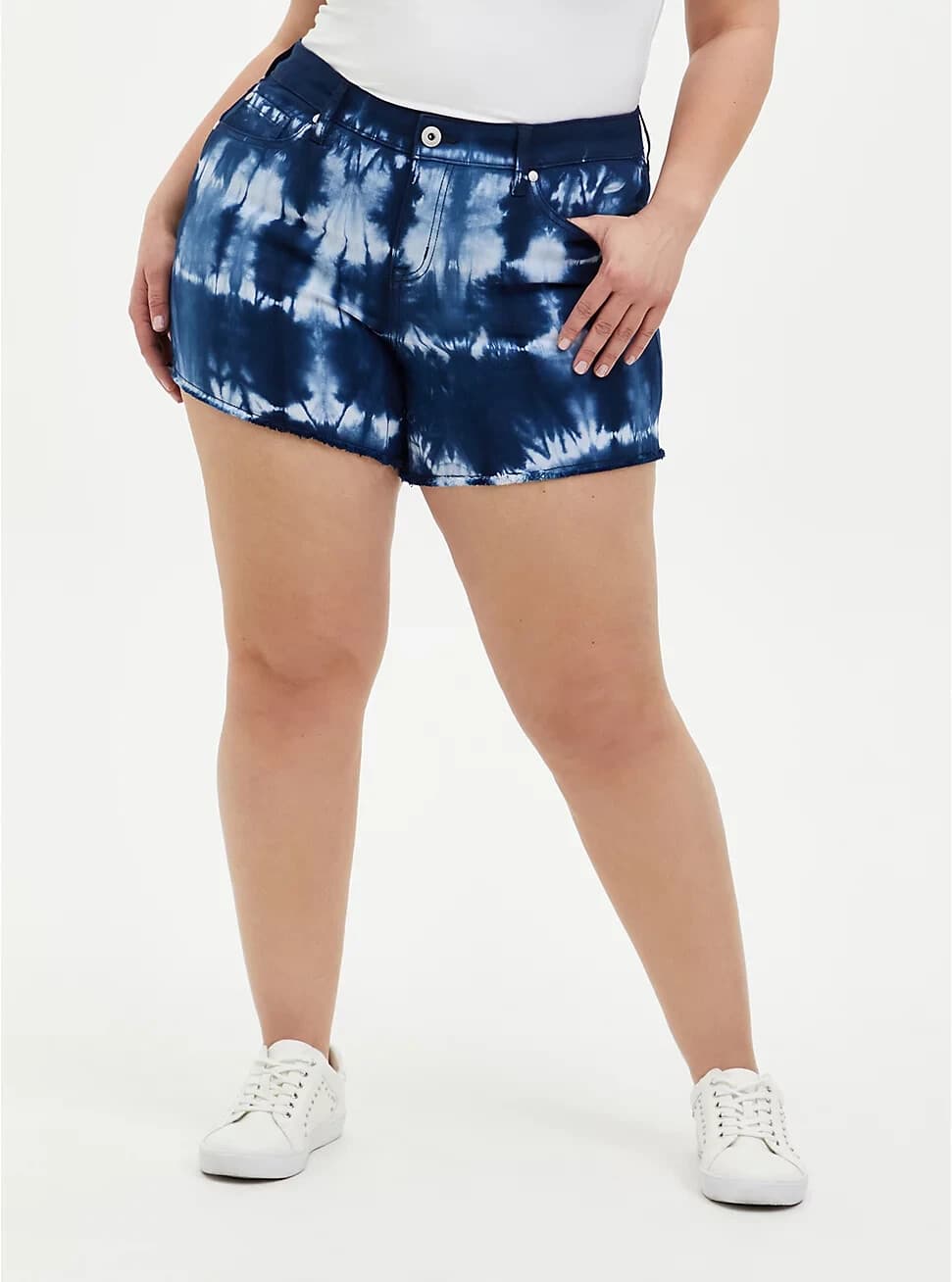 NWT Torrid Mid Rise 5" Shorts Indigo Tie Dye Stretch Blue Women Plus Size 16 $50