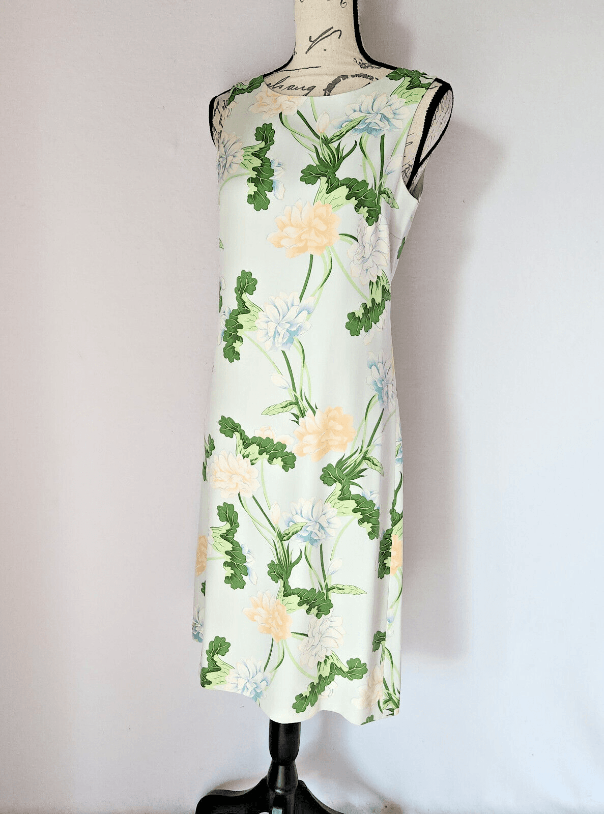 Vintage Tommy Bahama Silk Floral Hawaii Shift Dress Sleeveless Lined Green Sz.4