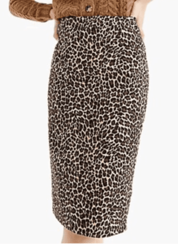 J.Crew 100% Linen Leopard No.2 Pencil Mini Skirt Zip Lined Brown Women Size 2