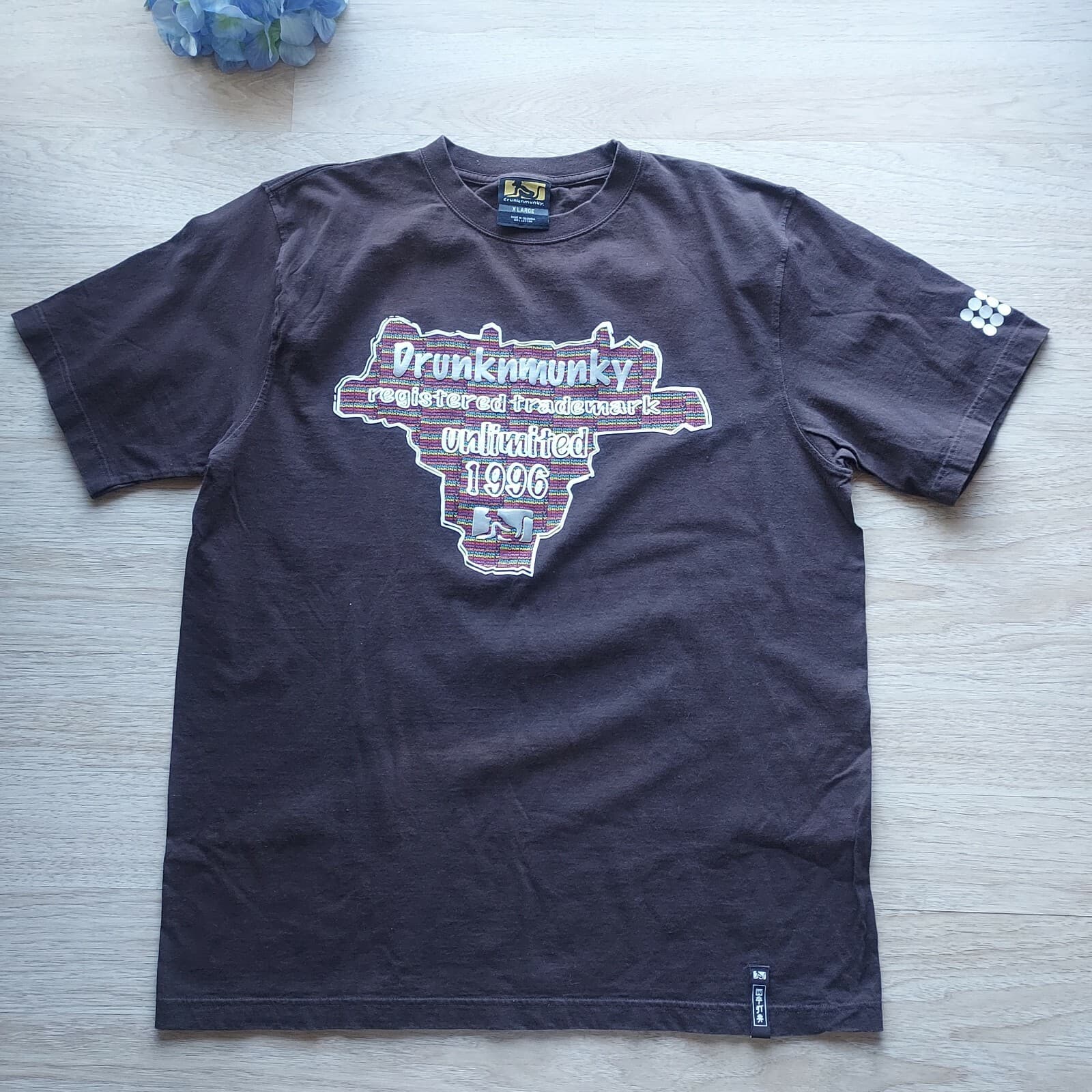 Drunknmunky Graphic T-Shirt Short Sleeve 100% Cotton Crew Neck Brown Men X-Large