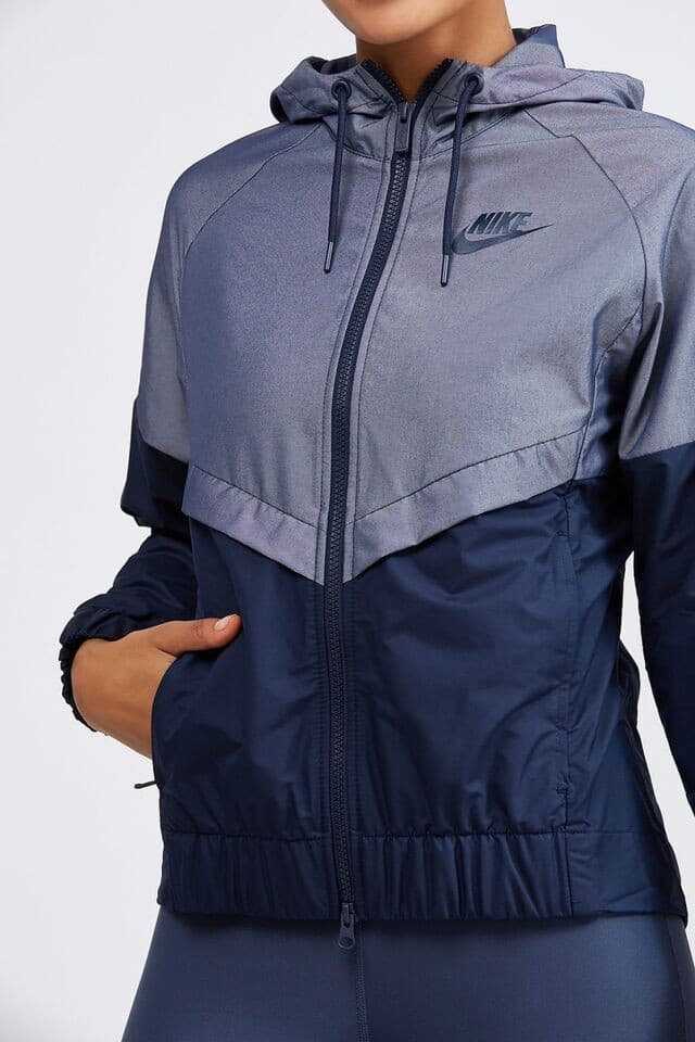 Nike Windrunner Sports Performance Hooded Jacket Full-Zip Blue-Grey Women's M