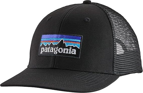 Patagonia P-6 Logo Trucker Hat Snapback-Adjuster Mashback Canvas Netplus Black