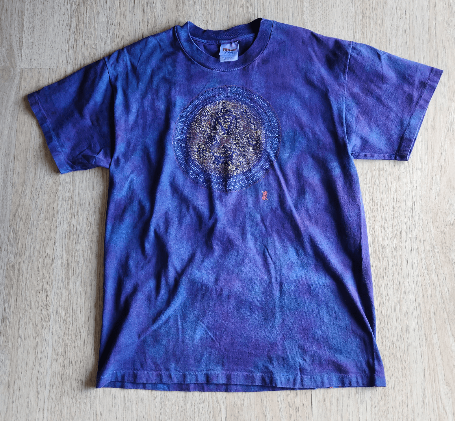 Vintage Hanes P.F.D USA Made Tie Dye Graphic T-Shirt Short Sleeve Purple Adult M