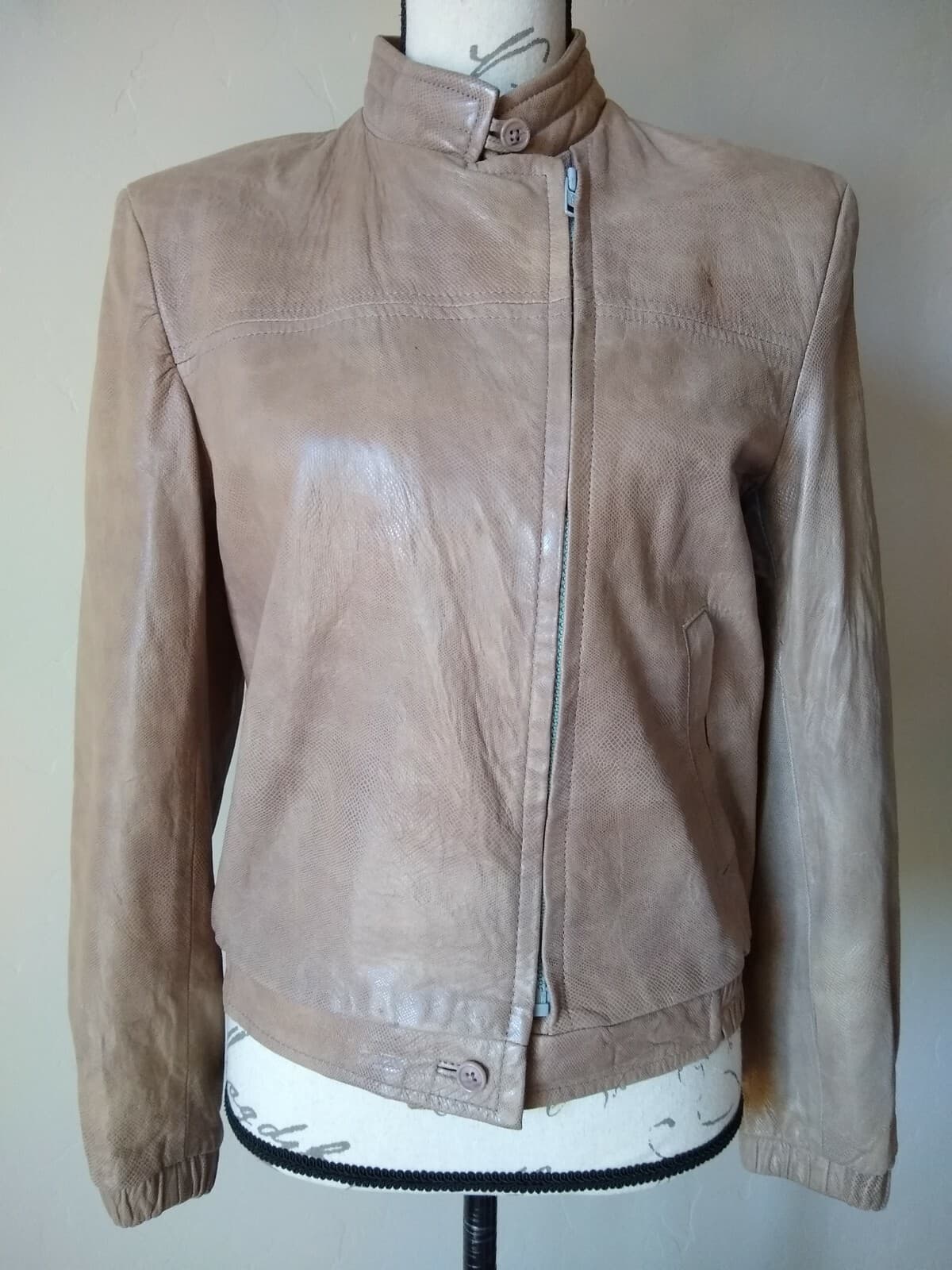 Vintage North Beach Leather San Francisco Tan/Brown Leather Jacket Zip-up Sz.12
