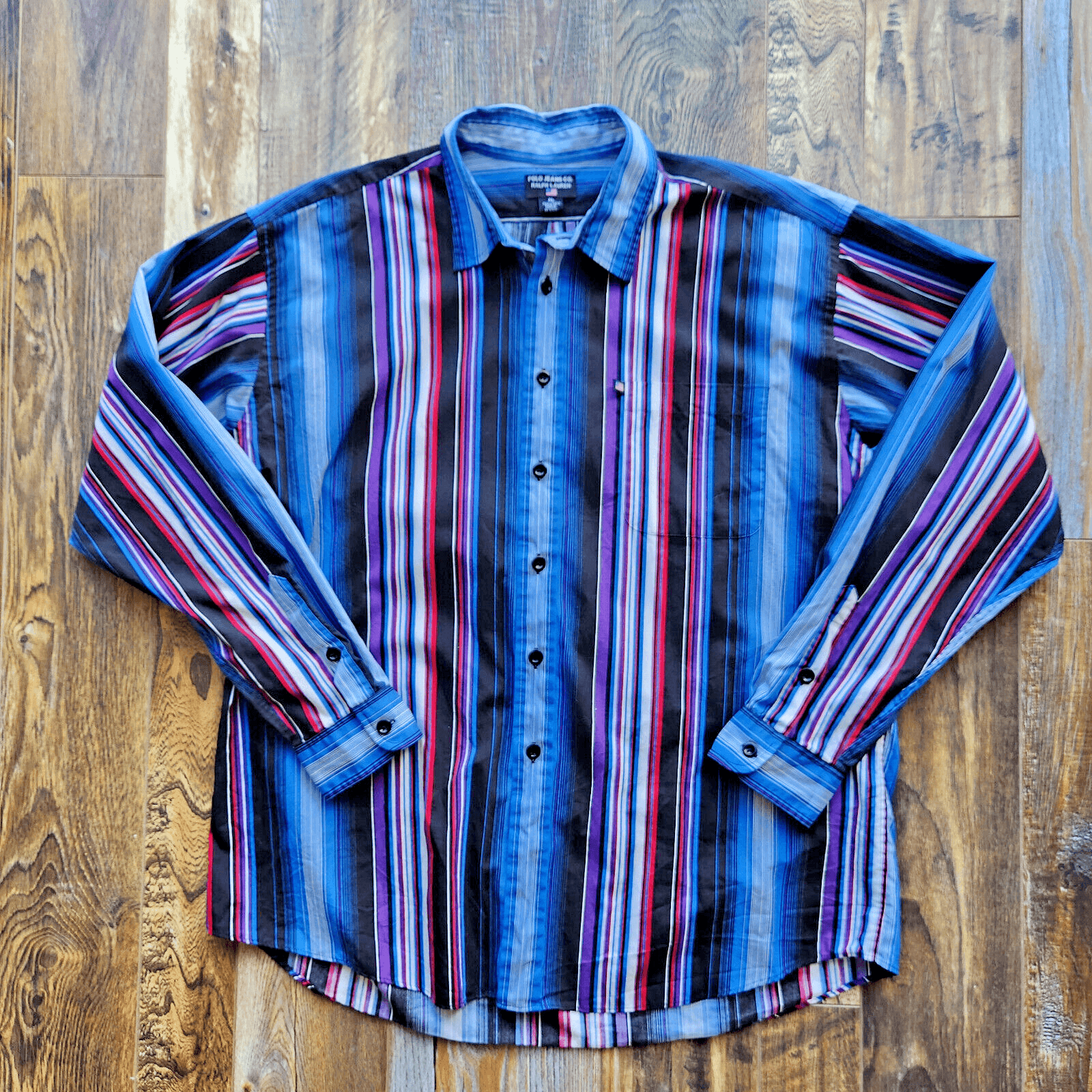 Polo Jeans Co. Ralph Lauren Multicolor Stripe Shirt Button Long Sleeve Cotton XL