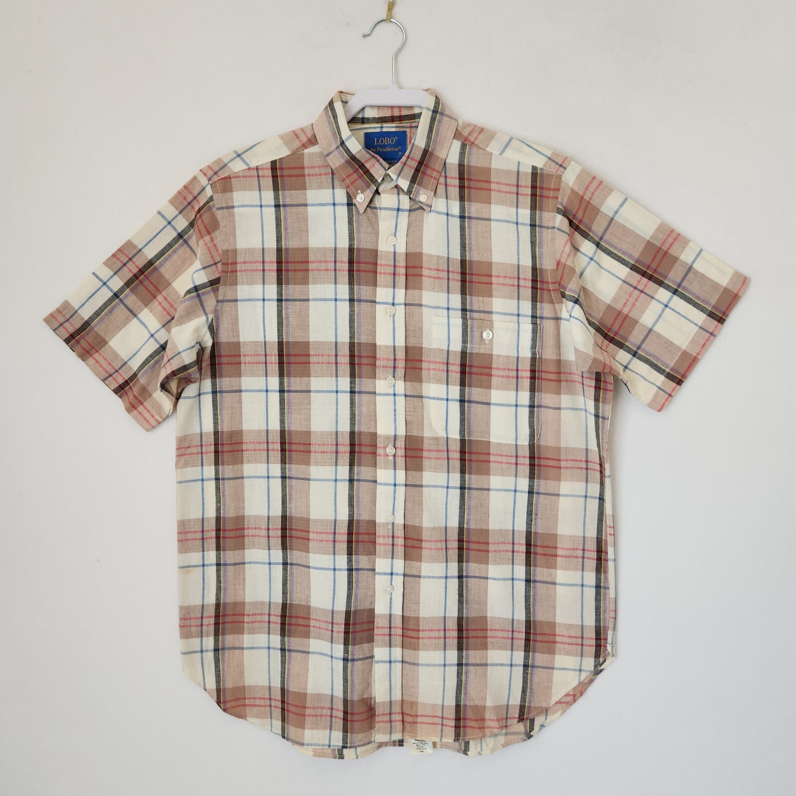 Vintage LOBO by Pendleton Made in USA Plaid Button-Up Shirt Short Sleeve Men's M