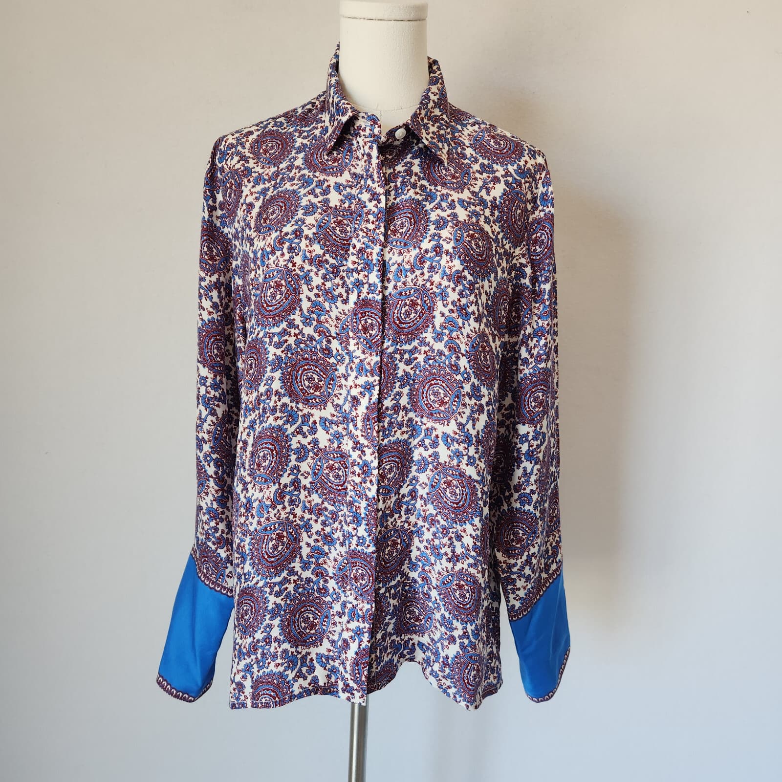 J.Crew Classic-Fit Drapey Button-Up Shirt Cupro-Blend Floral Crown Sz.10 BQ751