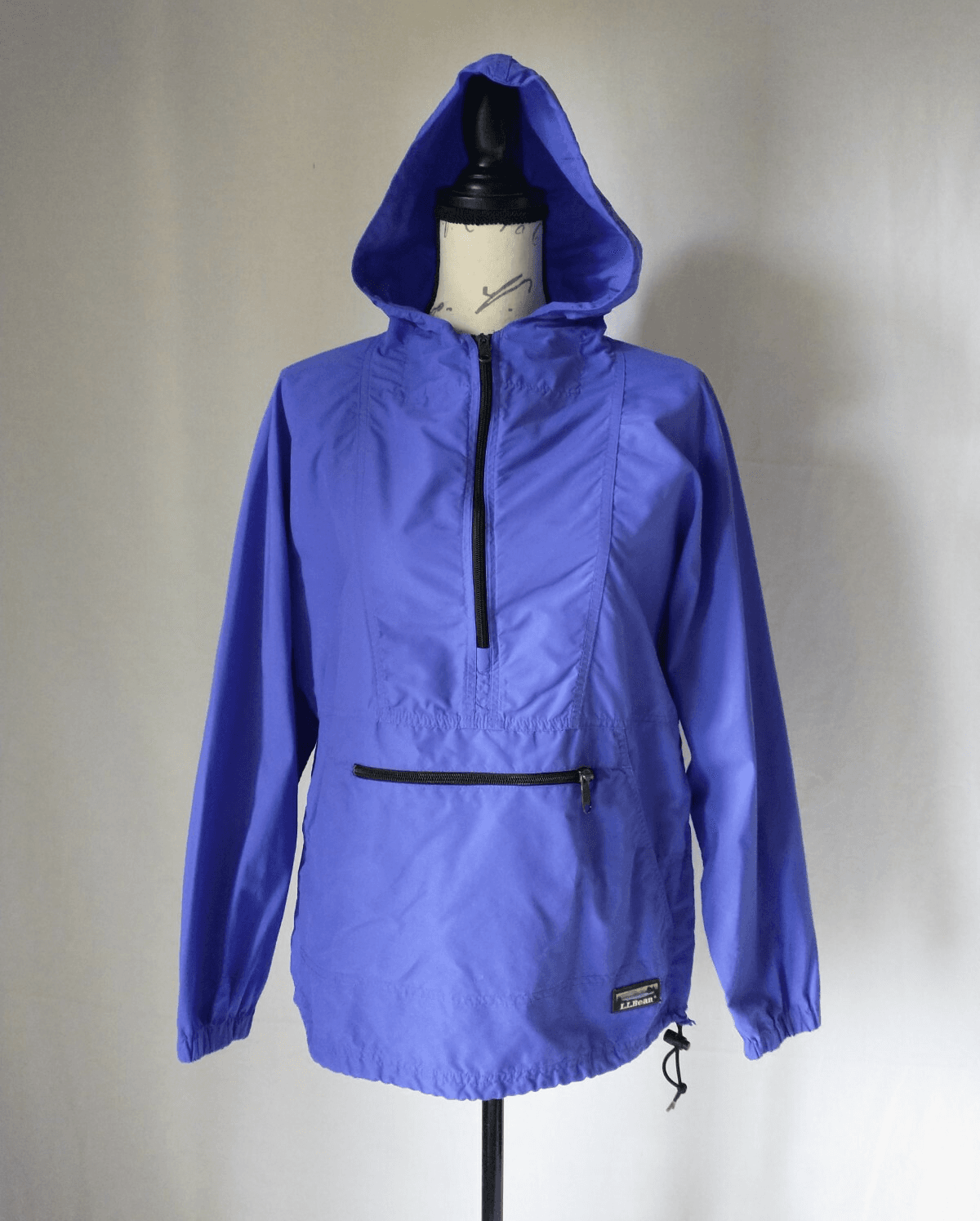 Vintage L.L.Bean Windbreaker Hooded Jacket Pullover 1/4 Zip Pocket Purple Unisex