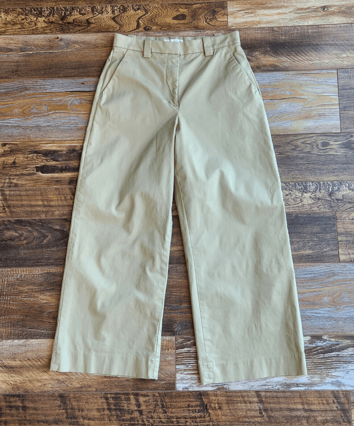Abercrombie & Fitch Wide-Leg High Rise Cropped Pants Pocket Zip Green Women 28/6