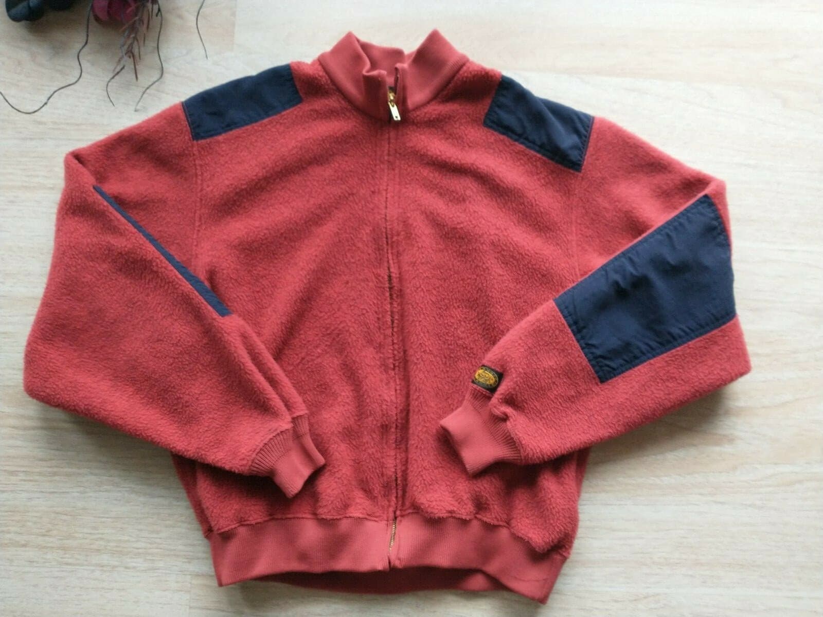 Vintge Woolrich Polartec Fleece Jacket Arm-Patch Zip Red Women Sz.M Made in USA