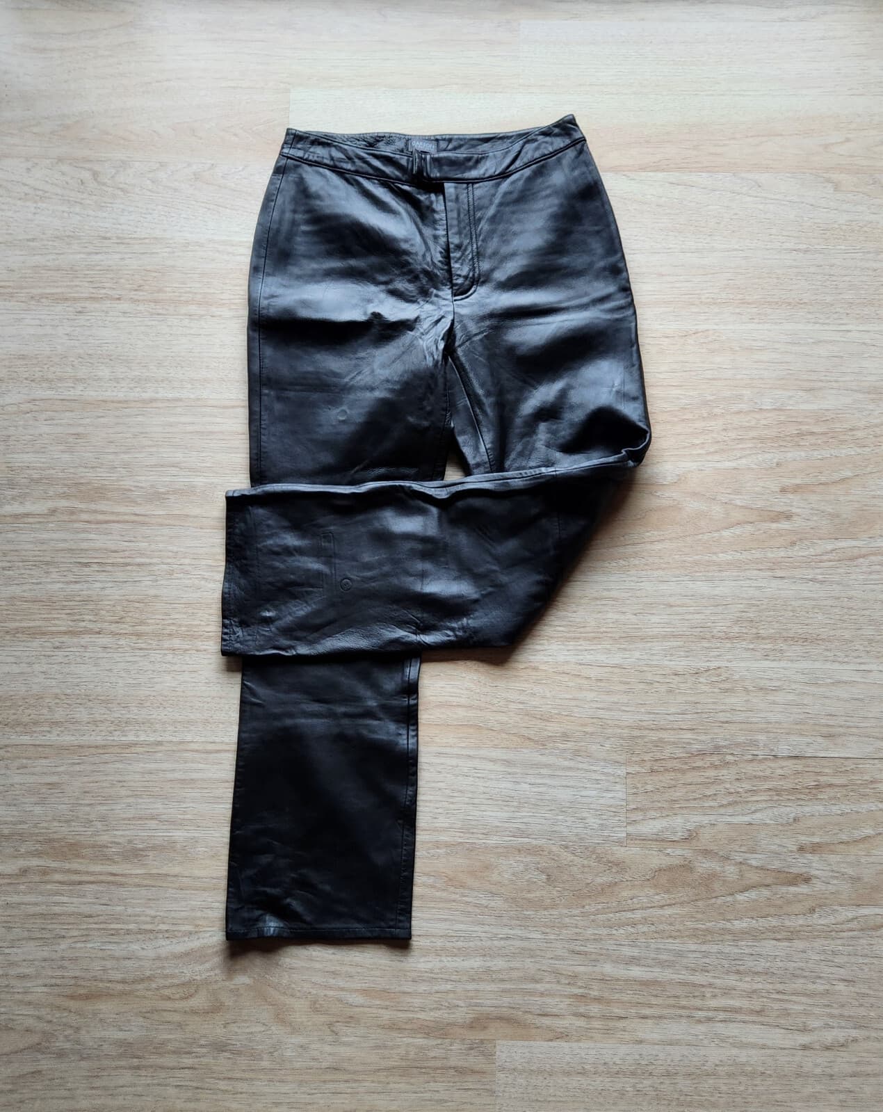 Rem GARSON 100% Genuine Leather Straight Leg Pants Zip Pocket Black Women 8P