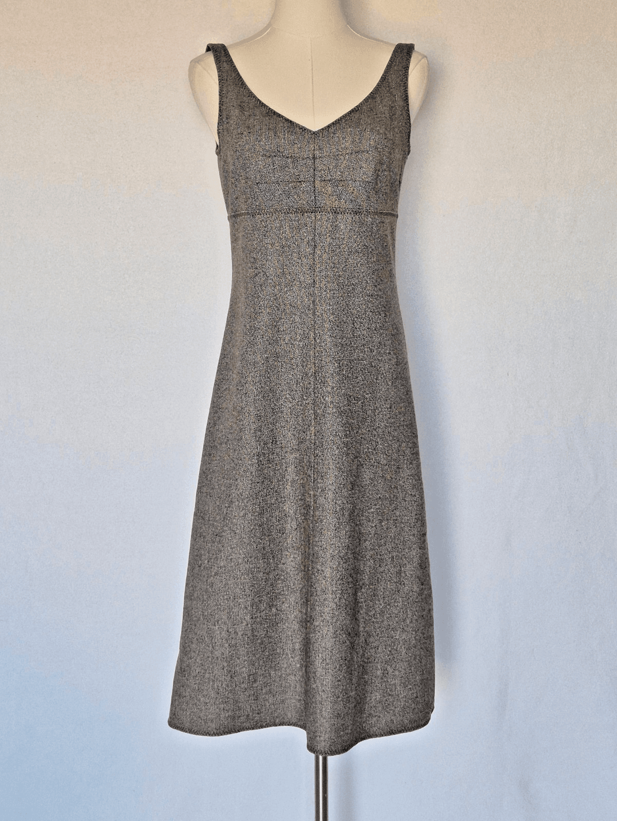 Vintage J.Crew Tweed Wool Blend Sleeveless Midi Sheath Dress Lined Brown Women 2