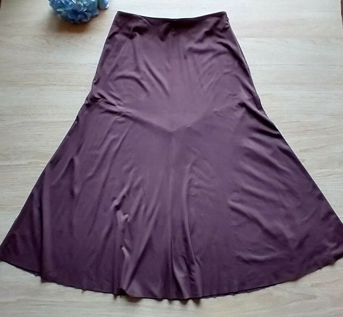 Vintage J.Jill Flare Maxi Skirt Polyester Zip Burgundy Women Sz.12 Made in USA