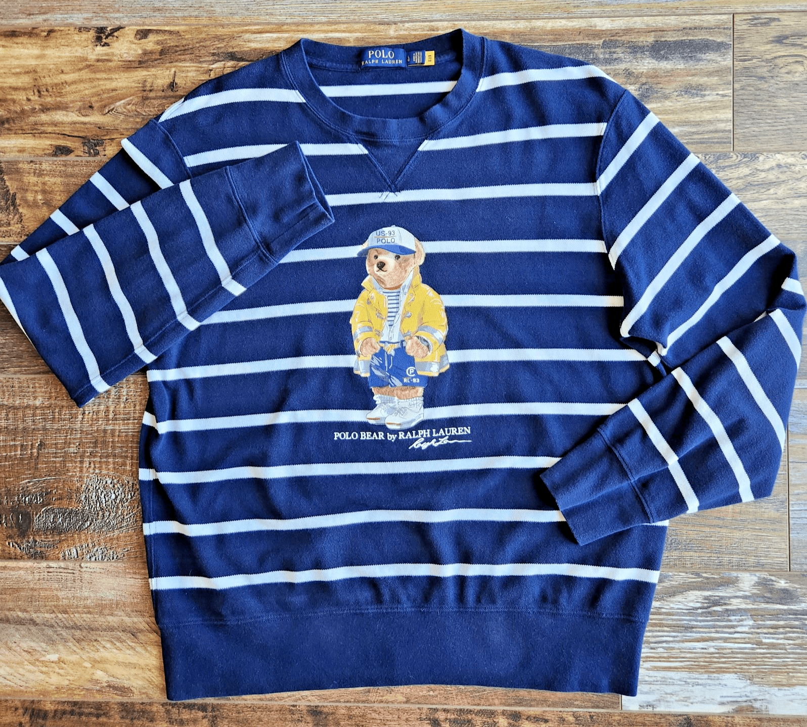 Polo Ralph Lauren Polo Bear CP-93 Mesh T-Shirt Saling Preppy Blue Stripe Men's L