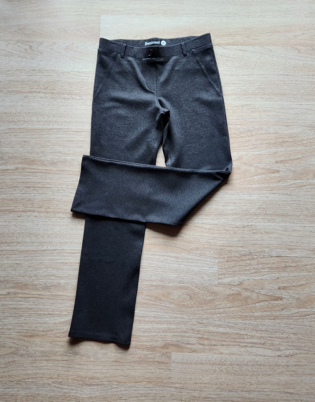 Betabrand Straight-Leg Classic Dress Yoga Pants Pull-On Ponte Charcoal Women MP