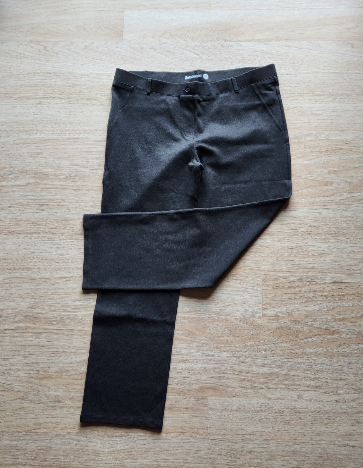Betabrand Straight-Leg Classic Dress Yoga Pants Pull-On Ponte Charcoal Sz.XXLP