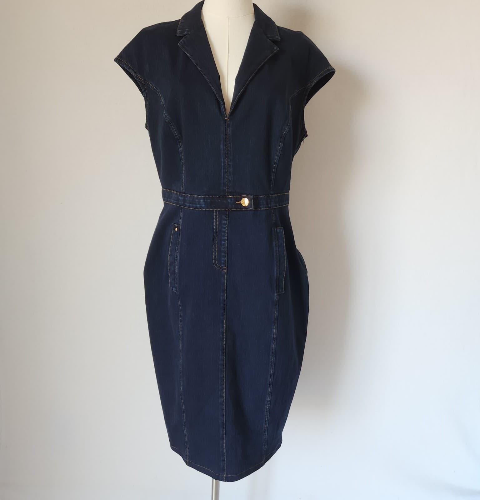 Ashley Graham x Marina Rinaldi Made in Italy Denim Tube Dress Navy Bust 42" (L)