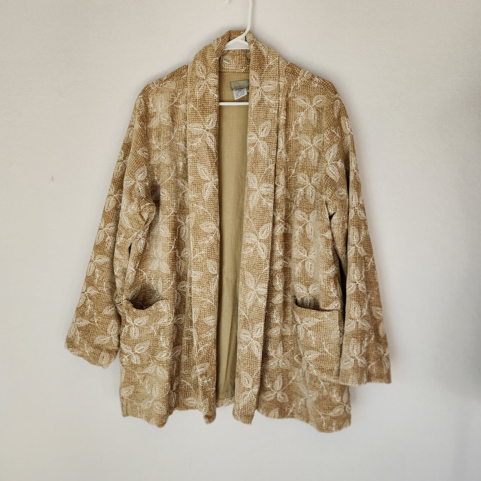 Vintage The Territory Ahead Women's L Embroidered Open Front Jacket Pocket Brown