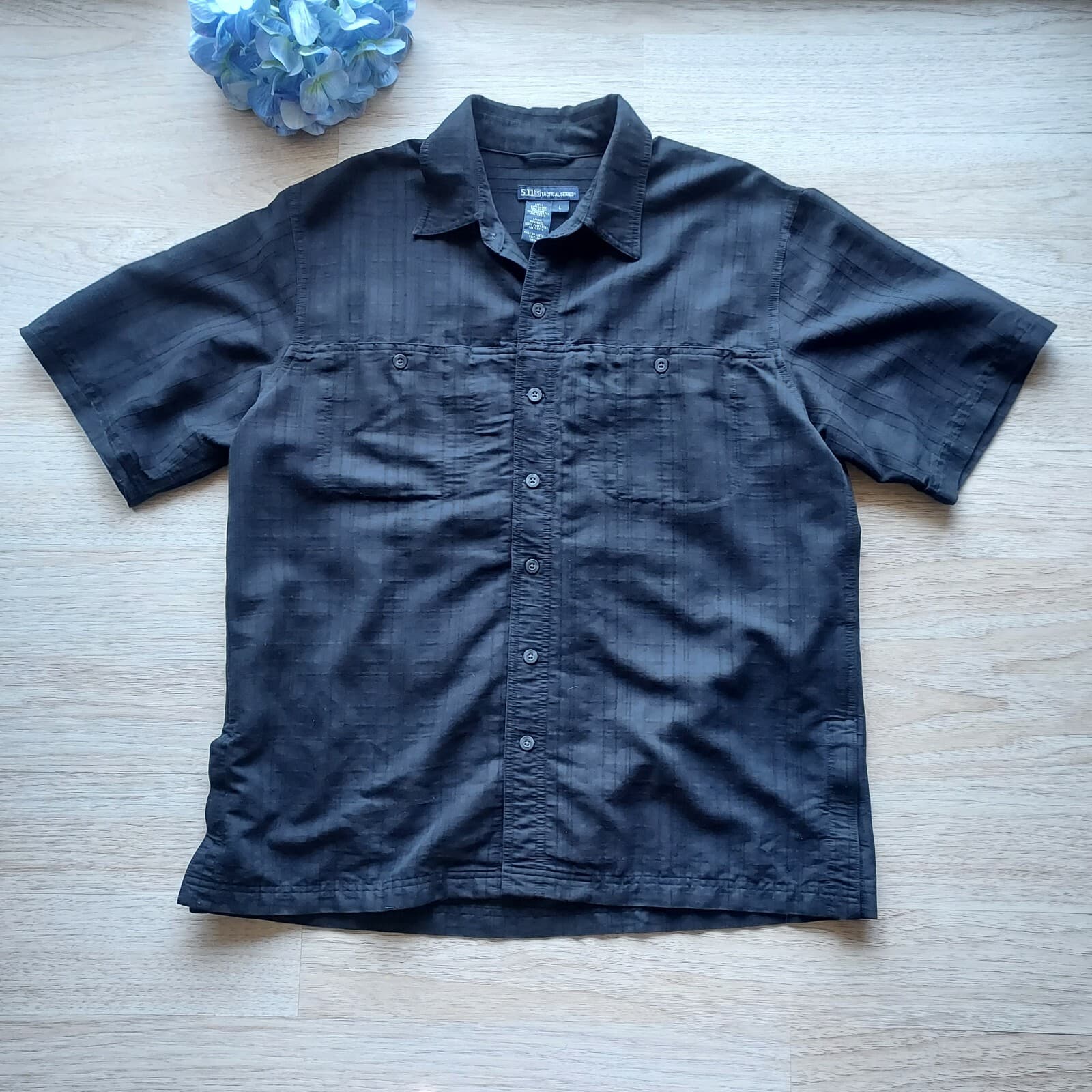 5.11 Tactical Series Shirt Short Sleeve Button-Snap Mesh-Lining Black Men Large