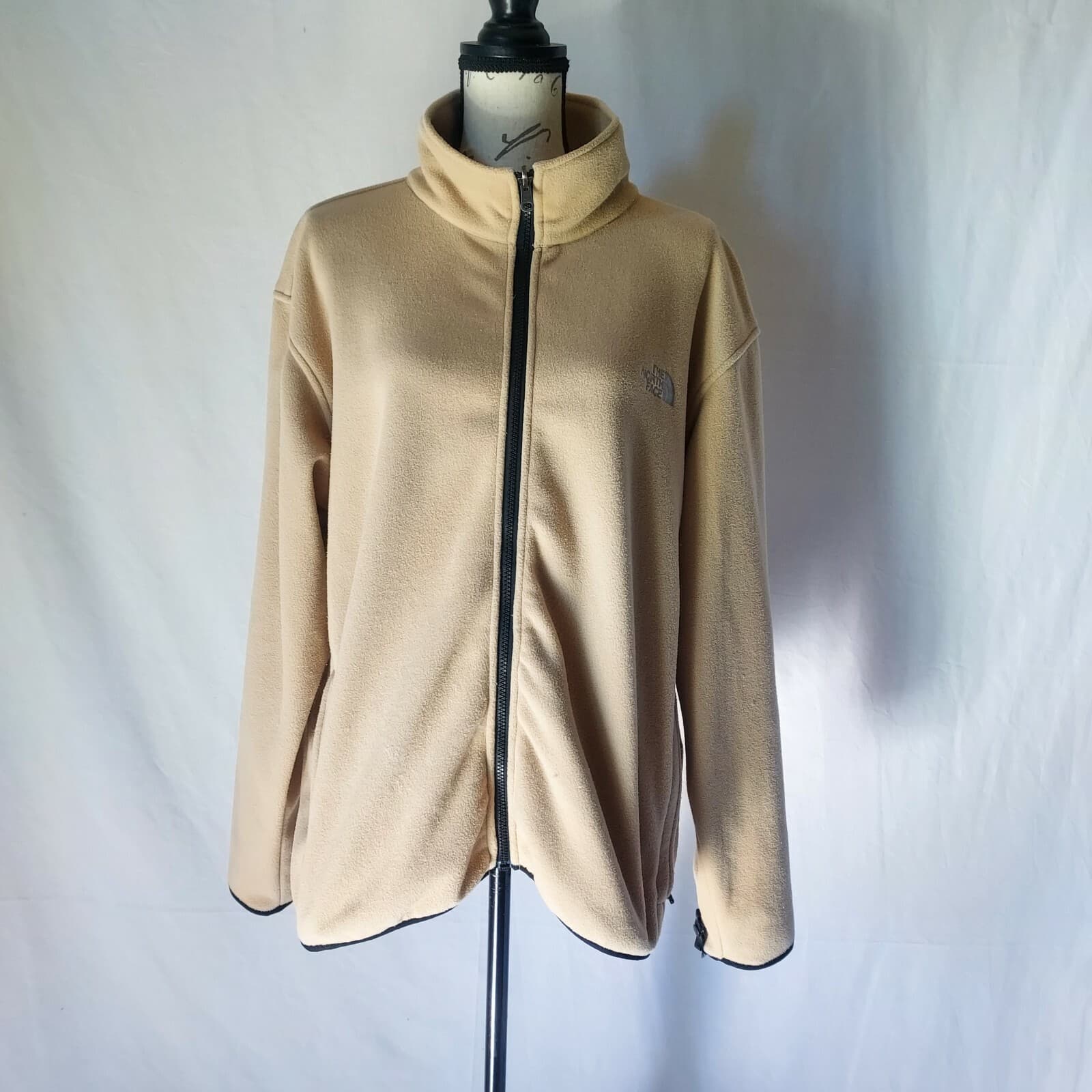 The North Face Fleece Jacket Full-Zip Zip-Pocket Mock Neck Cream Women Sz.L