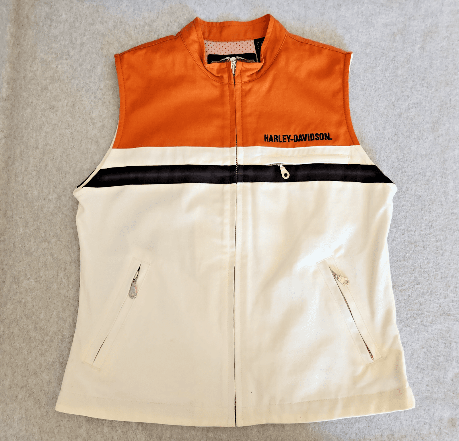 Vintage Harley-Davidson Moto Vest Jacket Zip-Up Mesh-Lined Pocket Women's M