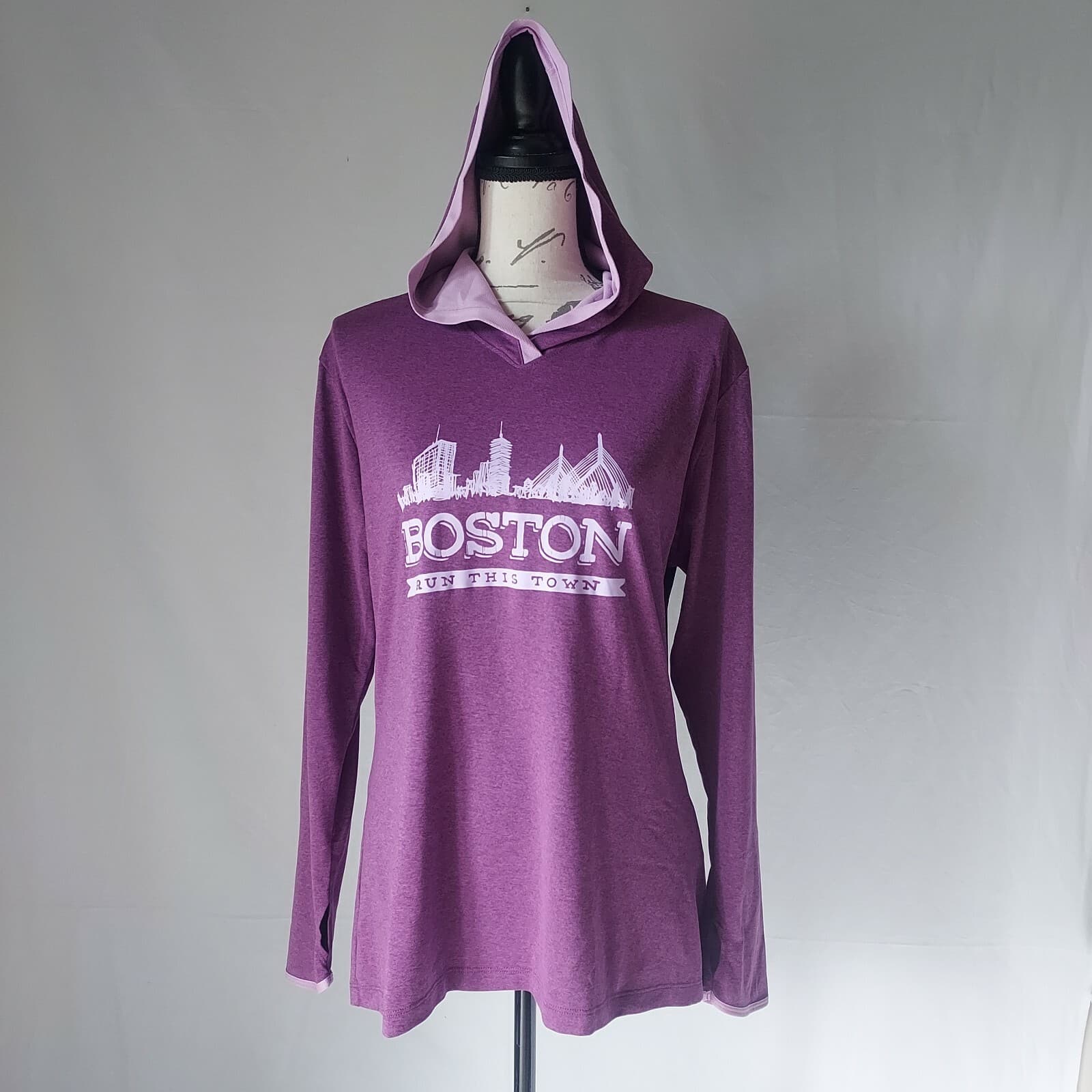 The North Face BOSTON Run This Town Hooded Activewear Top Long Sleeve Purple L
