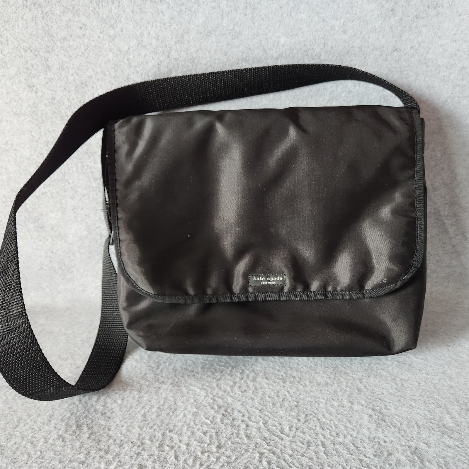 Vintage Y2K Kate Spade New York Crossbody Messenger Bag Black Nylon Made in USA