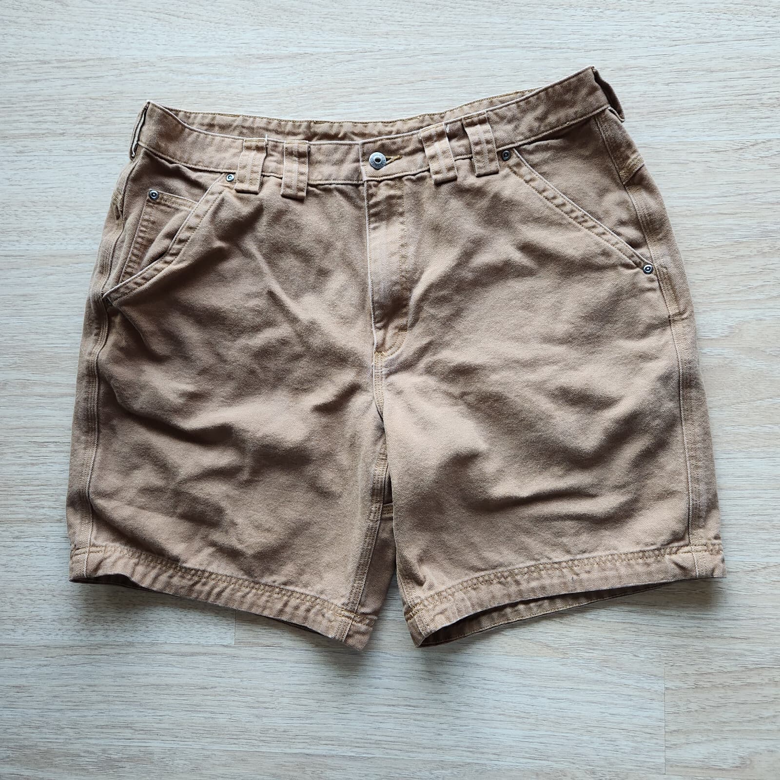 Duluth Trading Co. Duck Heavy Duty Canvas 9" Inseam Shorts Zip Cotton Tan Men 40