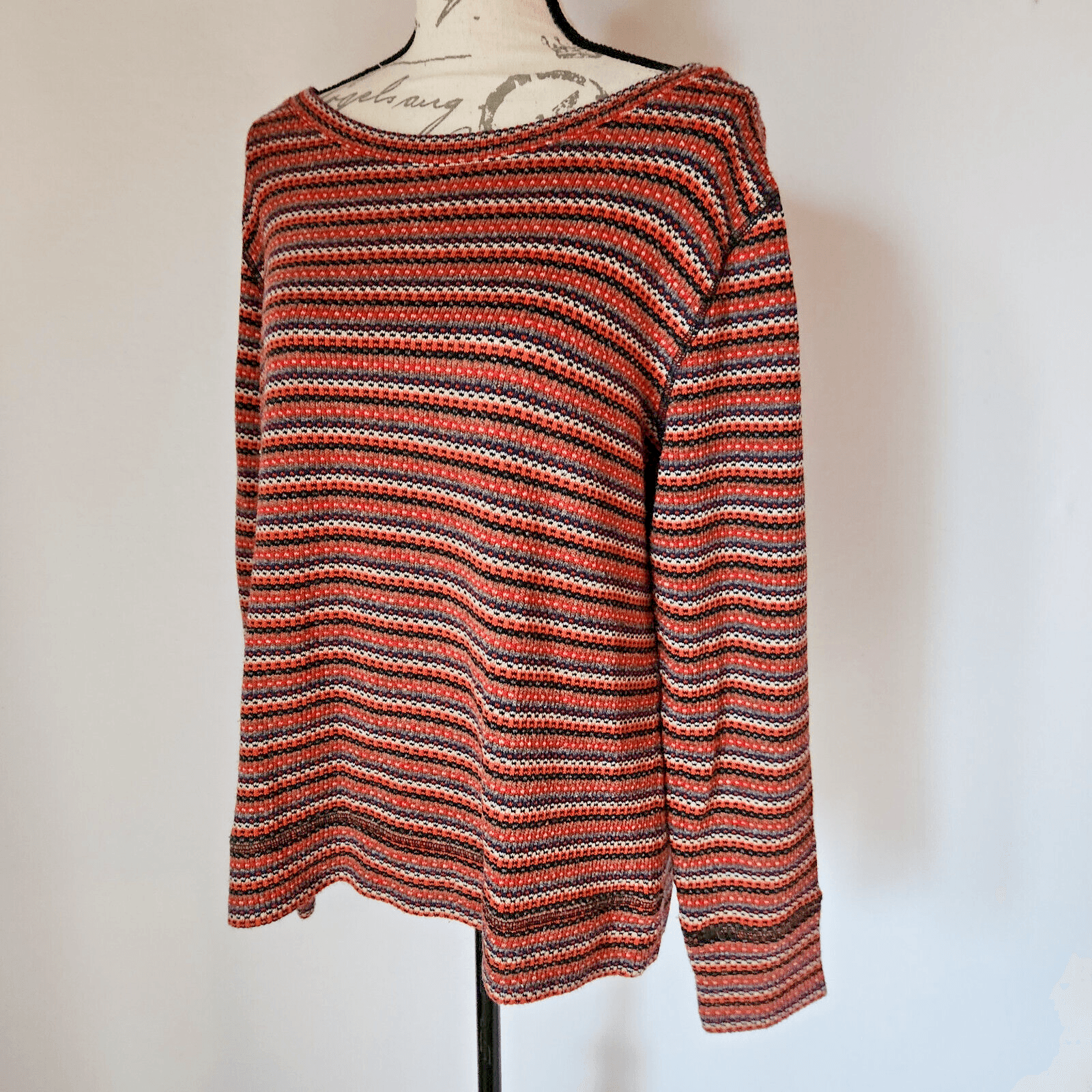 J.Crew Collection Stripe Boat Neck Sweater Cotton Blend Mulicolor Women's XL