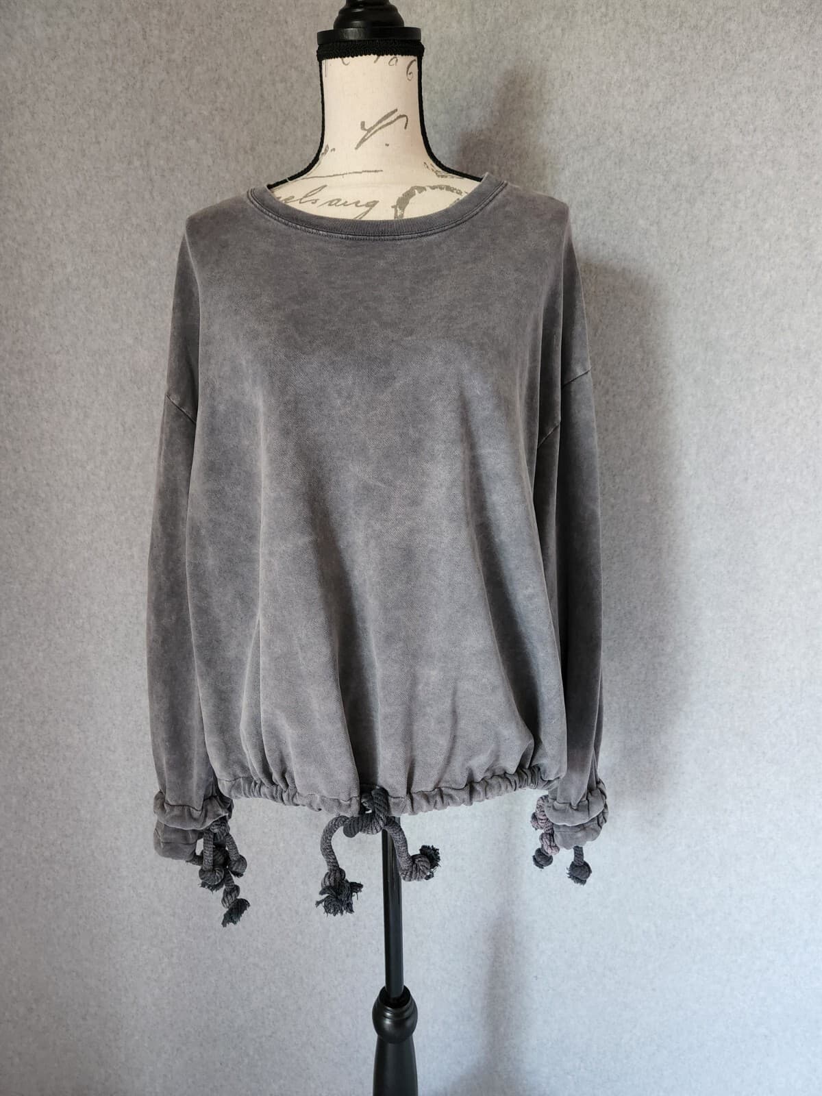 ZARA Drawstring Sweatshirt Pullover Long Sleeve Grey Women Sz.Meduim