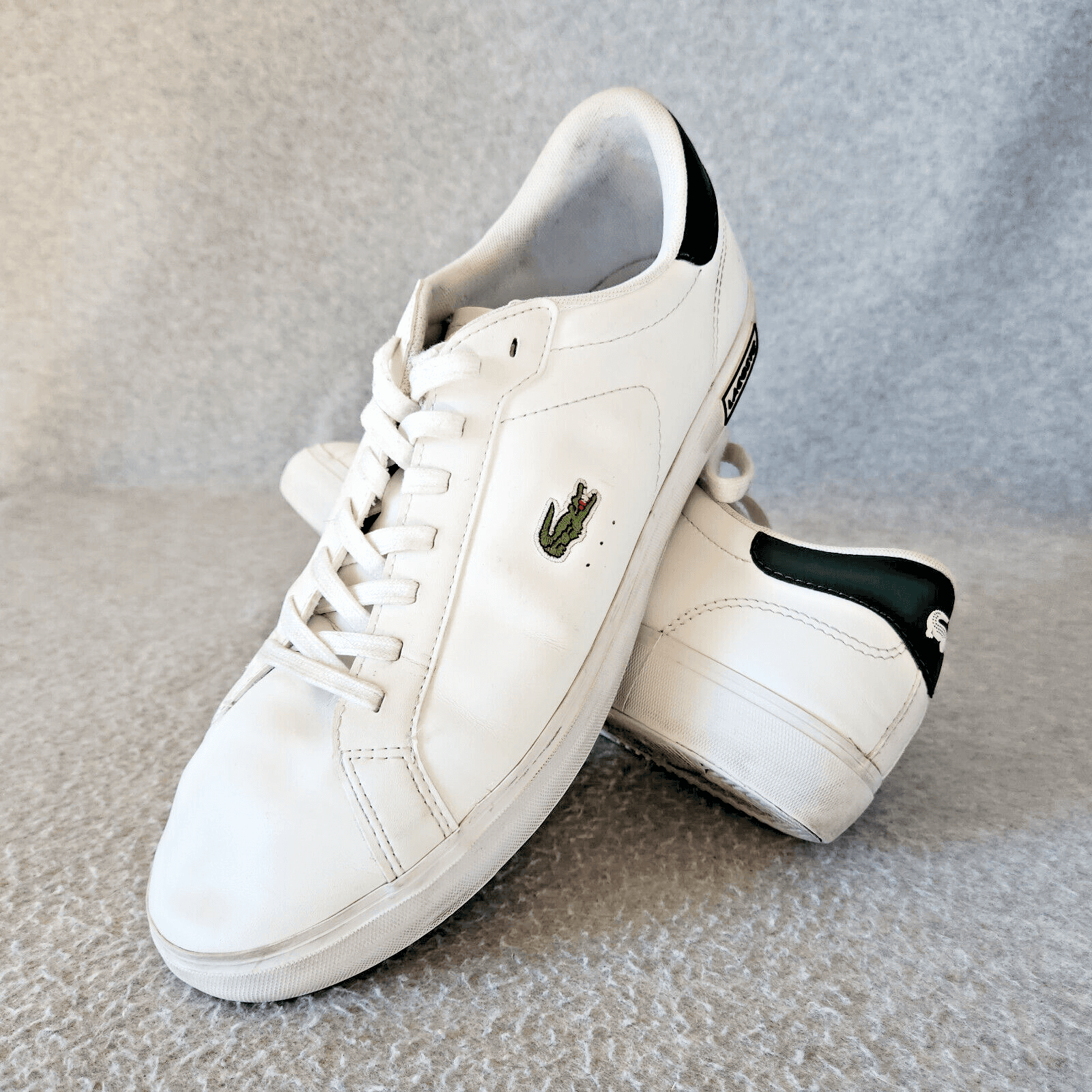 Lacoste Powercourt Low Top Leather Sneaker Cushion Lace-Up White Men EU44.5 US11