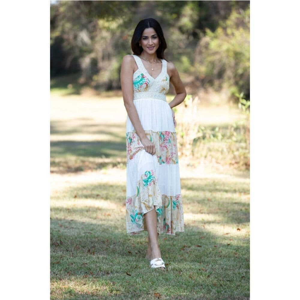 White Tiered Boho Maxi Dress