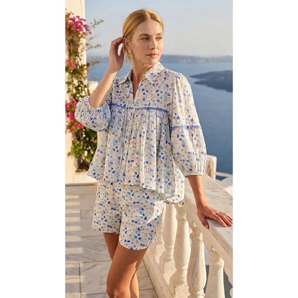 Aegean Bloom Long Sleeve Top