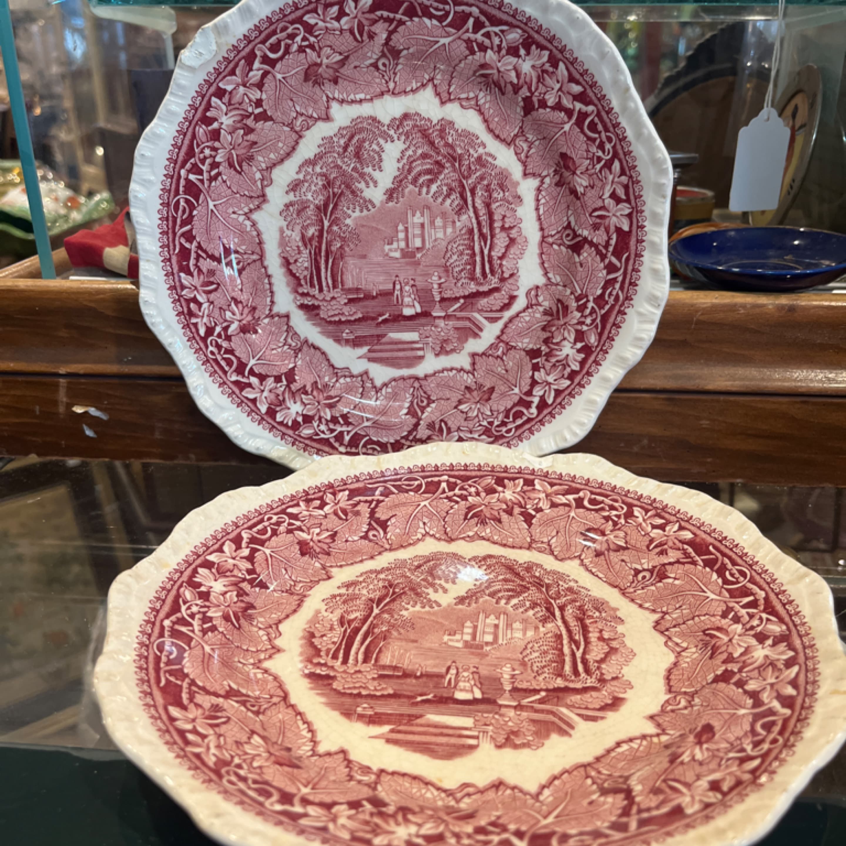 Pair Antique Mason’s Ironstone Scenic Plates 9” - Regular