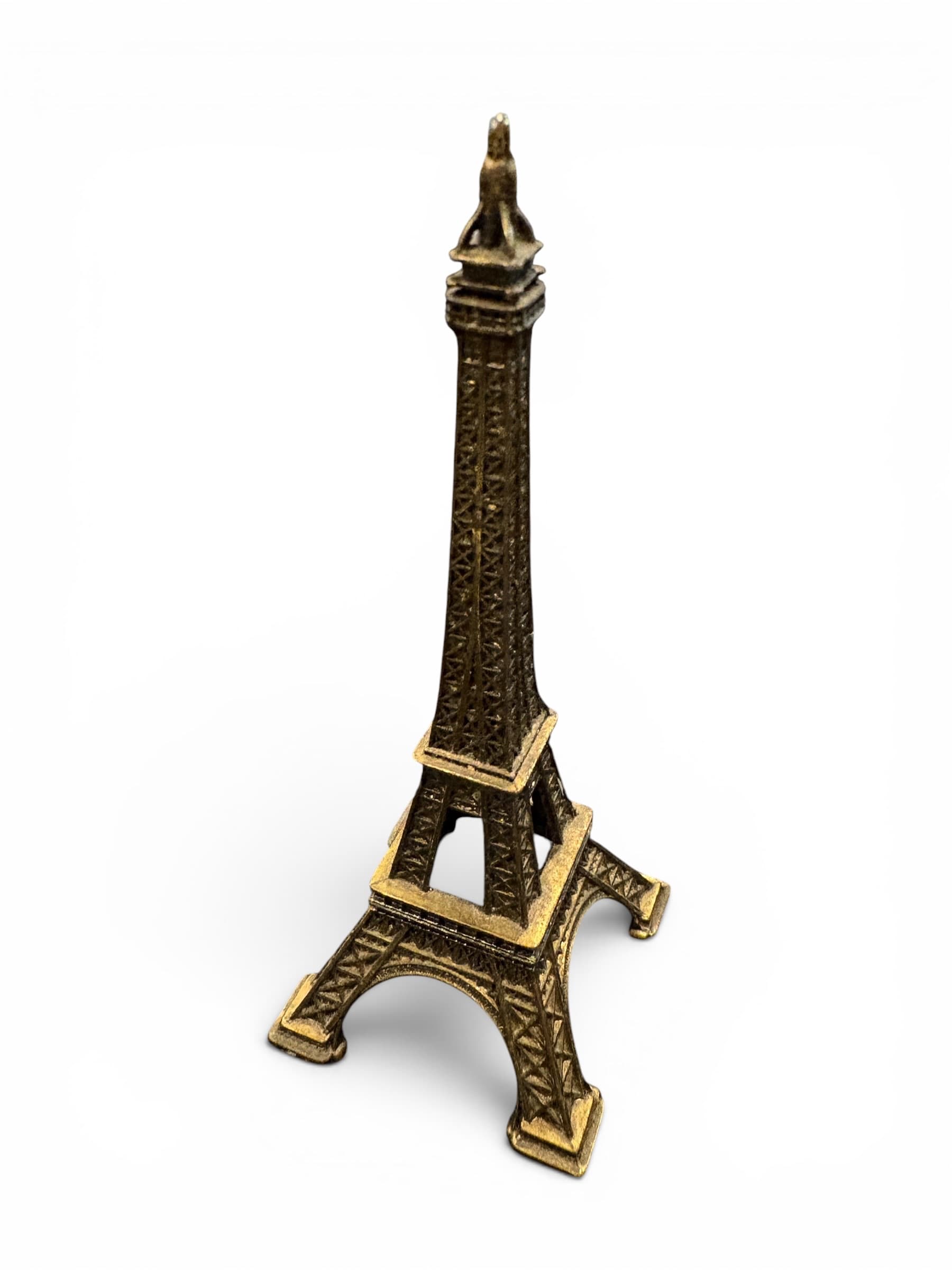Eiffel Tower souvenir figurine, bronze-tone spelter/white metal, approx. 4” - Regular - Image 1
