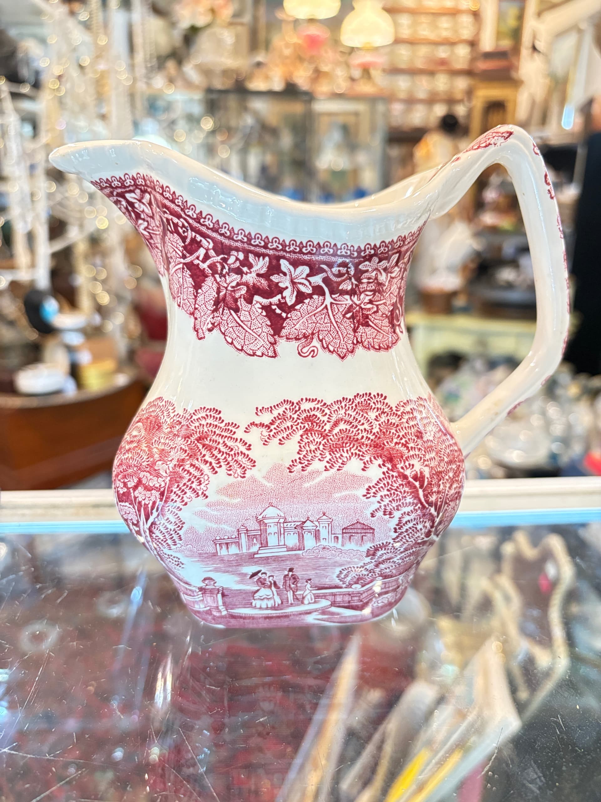 Vintage Franciscan Pink Vista Ironstone Pitcher 8-9” English Transferware Jug - Regular - Image 1